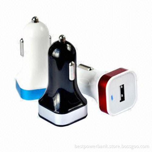 Good Quality ABS + Aluminum Materials Single USB Output 1,000mA Car Chargers with CE, RoHS, FC Marks